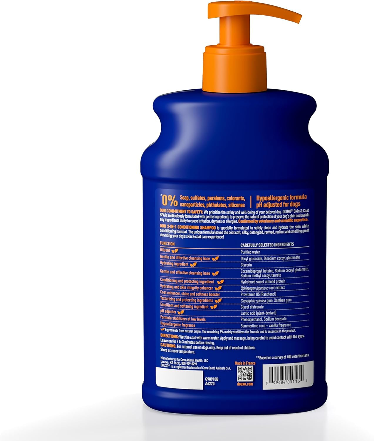 SPA 2 in 1 Dog Shampoo and Conditioner, 16 Fl Oz, Hydrates the Skin, Leaves the Coat Soft and Detangled, Ultra-Safe Formula