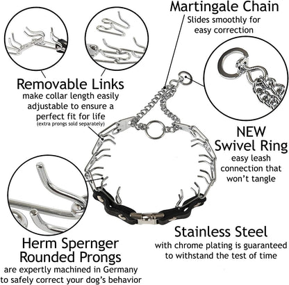 2.25Mm Prong Collar for Dogs Training – Quick Release Buckle & Swivel Ring for Easy Use – Made of Durable Chrome Plated Stainless Steel in Germany– (14-19" Neck)