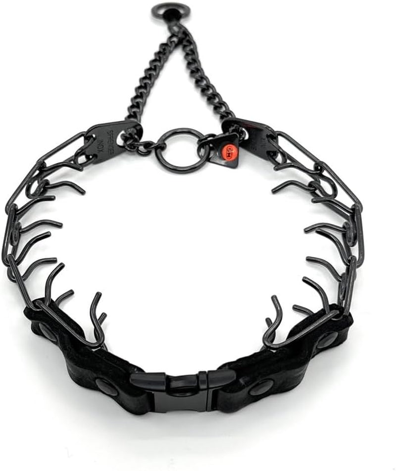 Prong Collar for Dogs Training - 2.25Mm Prongs for Small Dogs with 14-19" Neck - Quick Release Buckle & Swivel Ring for Easy Use - Made of Durable Black Stainless Steel in Germany