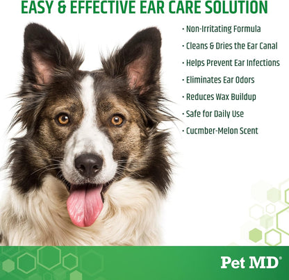 Otic Ear Solution for Dogs & Cats - Cucumber Melon Scent - 8Oz | Dog and Cat Ear Cleaner to Help Reduce Wax & Build up - Cleans and Deodorizes by Flushing Debris