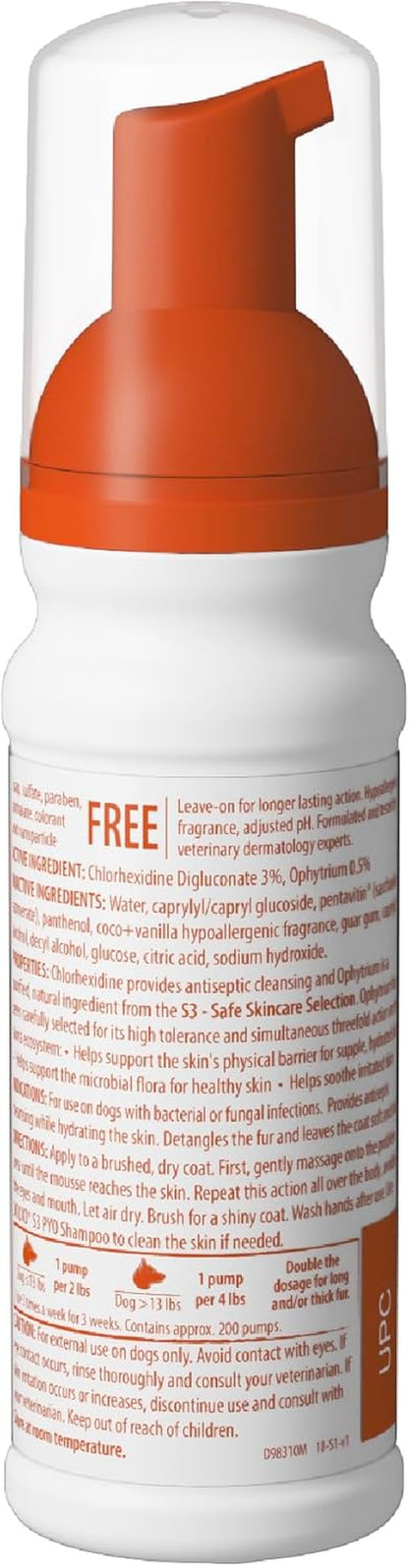 PYO Medicated Dog Mousse; Bacterial & Yeast Infection Treatment for Dogs – Chlorhexidine Dog Waterless Shampoo, Antibacterial & Antiseptic, for Dogs Only, Clinically Proven, 5 Fl Oz