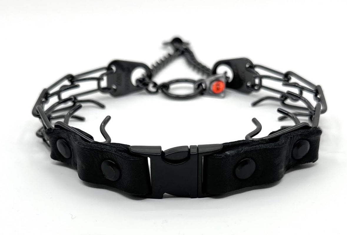 Prong Collar for Dogs Training - 2.25Mm Prongs for Small Dogs with 14-19" Neck - Quick Release Buckle & Swivel Ring for Easy Use - Made of Durable Black Stainless Steel in Germany
