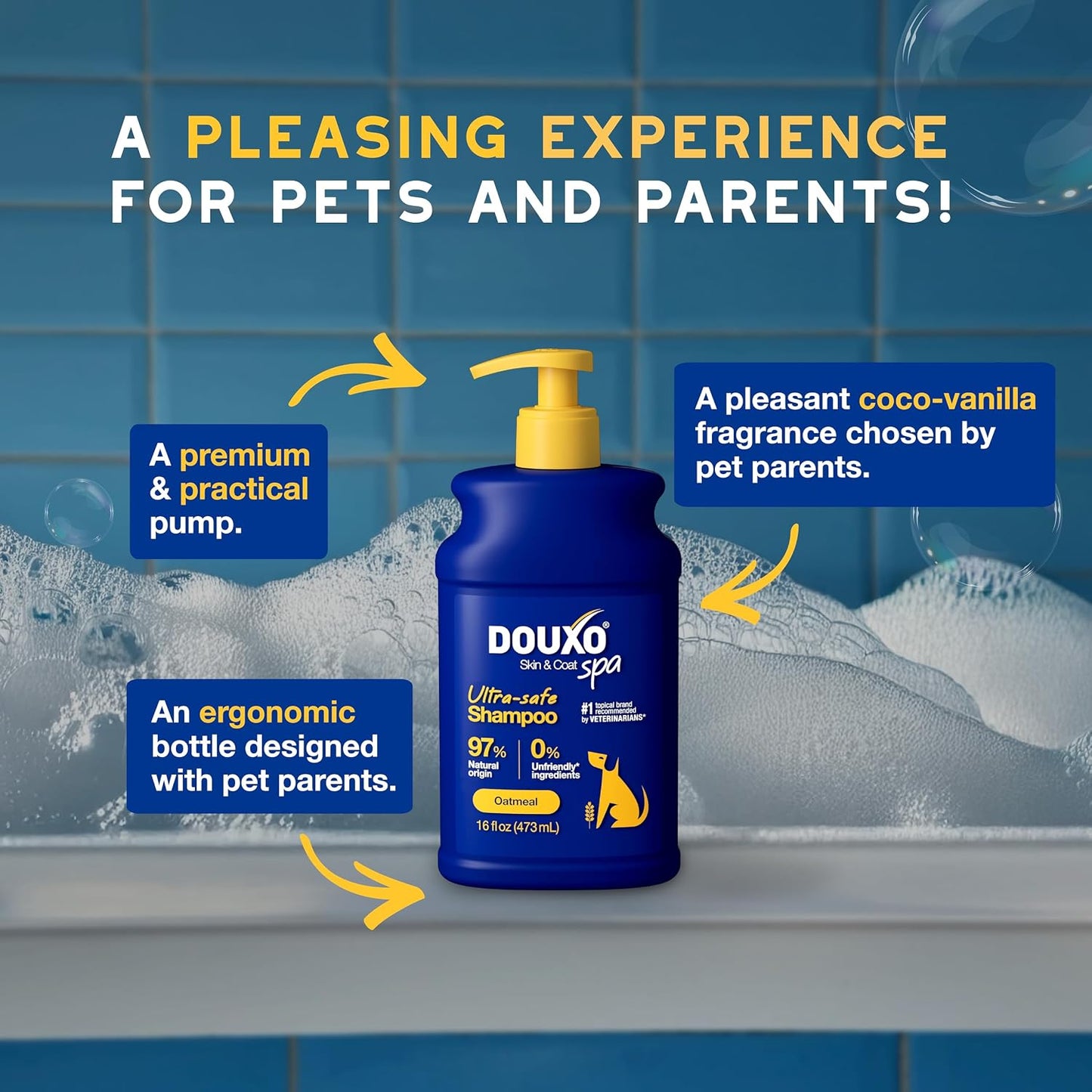 SPA Oatmeal Dog Shampoo, 16 Fl Oz, Moisturizes the Skin, Leaves the Coat Soft and Radiant, Ultra-Safe for Skin and Coat