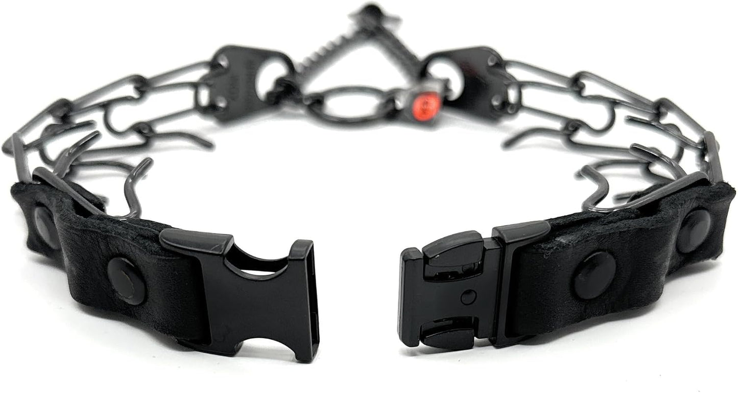 Prong Collar for Dogs Training - 2.25Mm Prongs for Small Dogs with 14-19" Neck - Quick Release Buckle & Swivel Ring for Easy Use - Made of Durable Black Stainless Steel in Germany