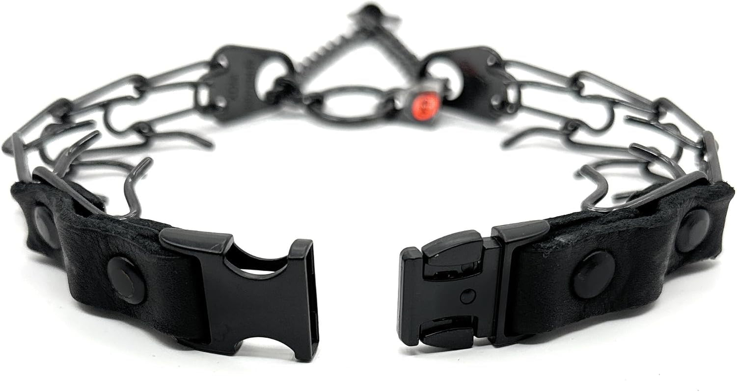 Prong Collar for Dogs Training - 2.25Mm Prongs for Small Dogs with 14-19" Neck - Quick Release Buckle & Swivel Ring for Easy Use - Made of Durable Black Stainless Steel in Germany