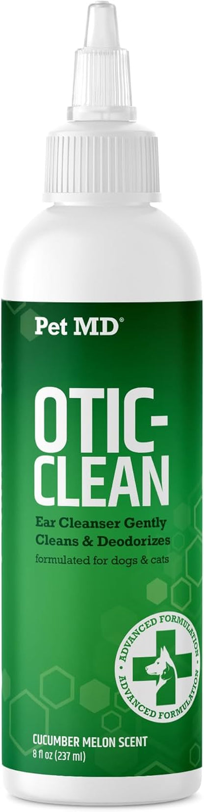 Otic Ear Solution for Dogs & Cats - Cucumber Melon Scent - 8Oz | Dog and Cat Ear Cleaner to Help Reduce Wax & Build up - Cleans and Deodorizes by Flushing Debris