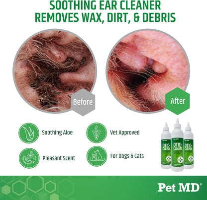 Otic Ear Solution for Dogs & Cats - Cucumber Melon Scent - 8Oz | Dog and Cat Ear Cleaner to Help Reduce Wax & Build up - Cleans and Deodorizes by Flushing Debris
